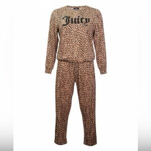 NWT Juicy Couture Leopard Print Velvet Pajama Set Size Large